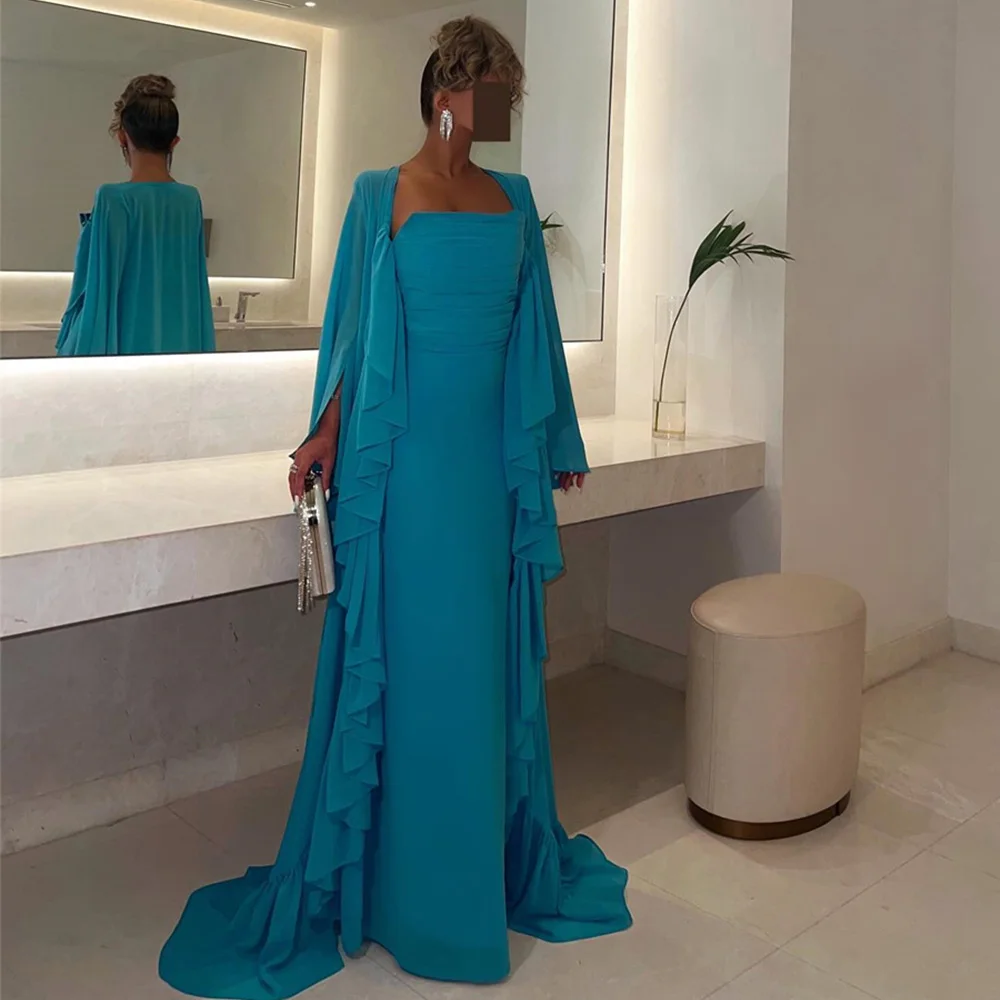 

Charming Celebrity Banquet Dress Solid Color Sexy Strapless Evening Dresses Batwing Sleeve Prom Gown فساتين سهرة فخمه