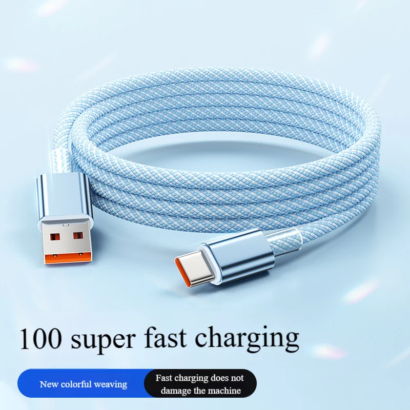 Apple 17, Huawei, Vivo, PPO Akıllı Telefonlar için 100W Kristal Netliğinde Süper Hızlı Şarj Tip-C Kablosu, Flaş Şarj Uyumlu