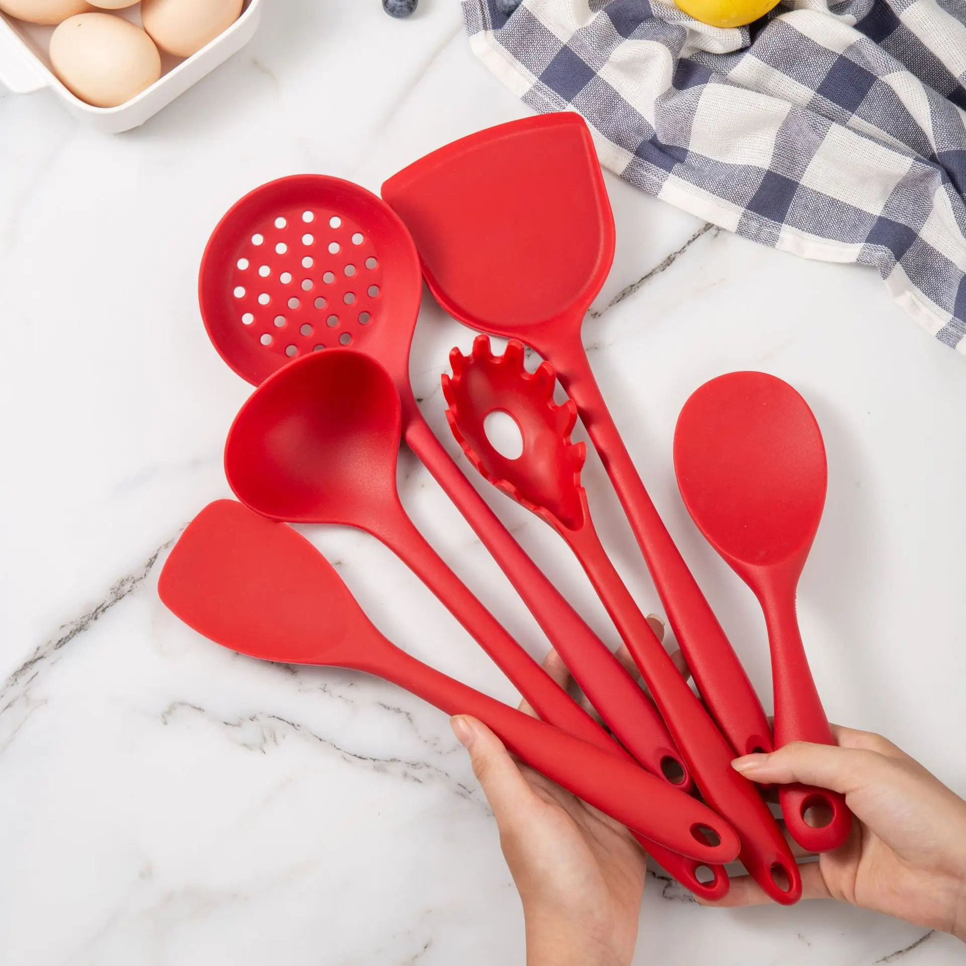 Rubber Silicone Cookware Chinese Spatula Rice Spoon Leaky Baking