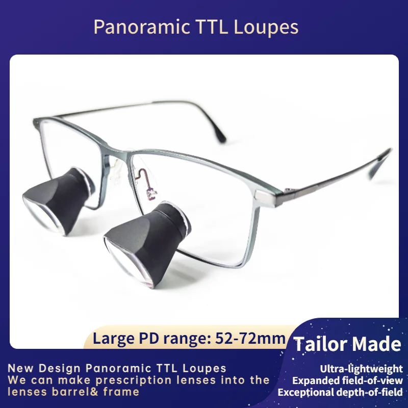 Burite New Design Panoramic TTL2.5X/3.0X/3.5X Loupes Titanium Frame Through The Lens Dental