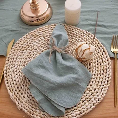 

6pcs Serving Napkin Linen Wedding Decoration Tablecloth Kitchen Towel Table Accessories Dinner Handkerchief Gray-blue Mark Place