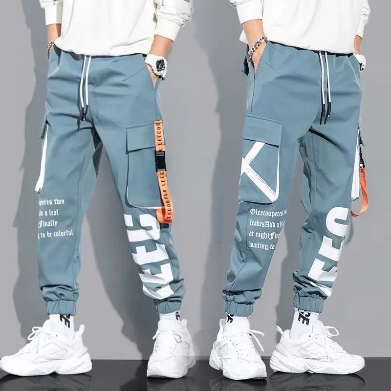 Tanie Hip-hopowe spodnie Cargo męskie Streetwear bawełniane biegaczy modne spodnie dresowe sklep
