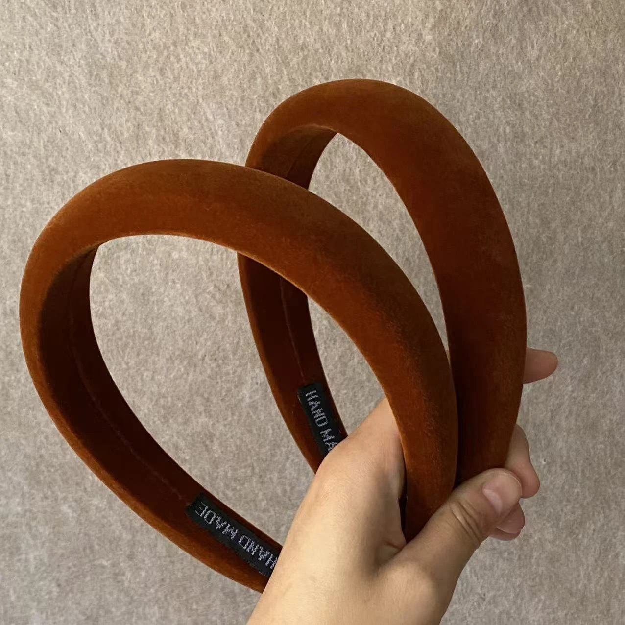 1PC Brown Velvet Headbands Set - Handmade Thick Padded Hair Hoops, Vintage Style Hair Accessories For Women, Trendy Daily&Party