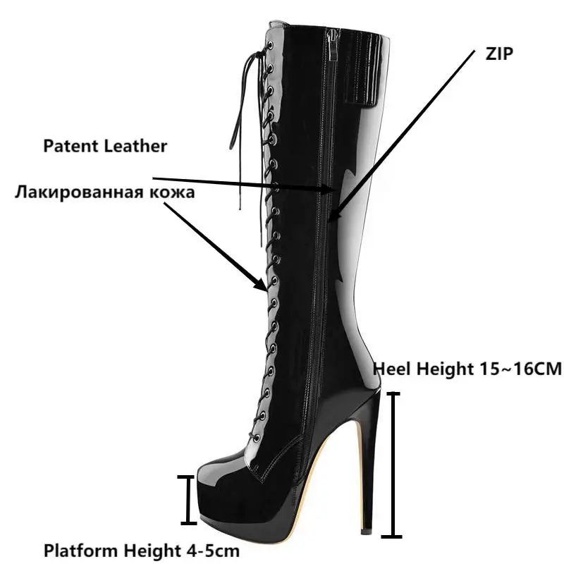 Onlymaker Women Platform Knee High Boots Zip Round Toe