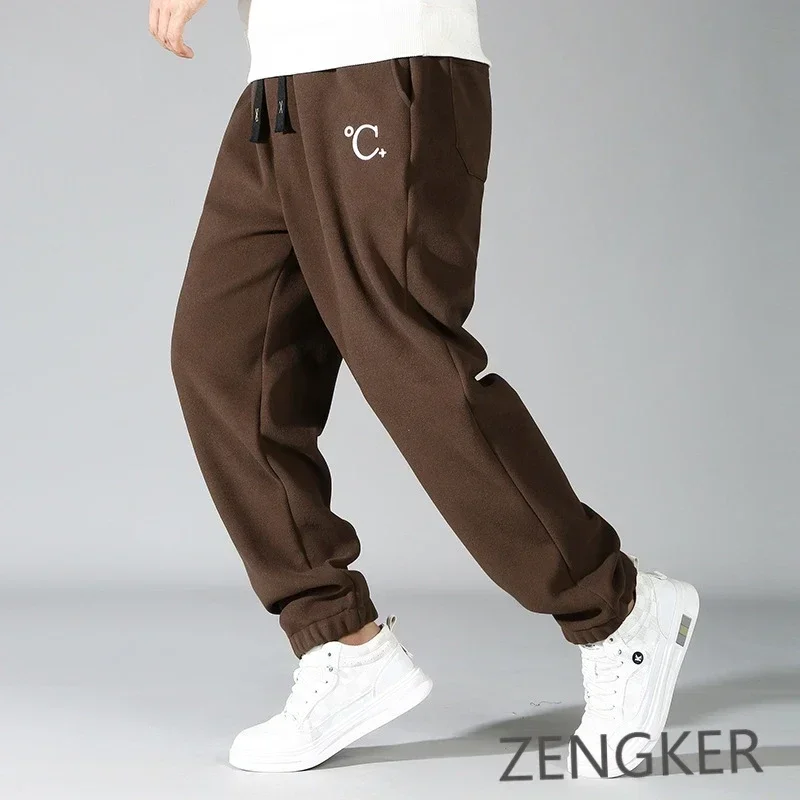Men's plus size windproof pants winter warmth thick double-sided flannel casual sports pants 12xl 170kg 11XL 10XL cargo pants 2