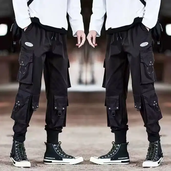 white cargo pants Men's Overalls Casual Sweatpants Hip-Hop Fashion Sweatpants Trend Bandage Overalls Four Seasons Sweatpants tactical cargo pants