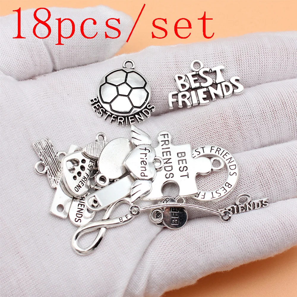 

Friendship Best Friend Charms For Jewelry Making Earrings Accessories Wholesale 18pcs/set