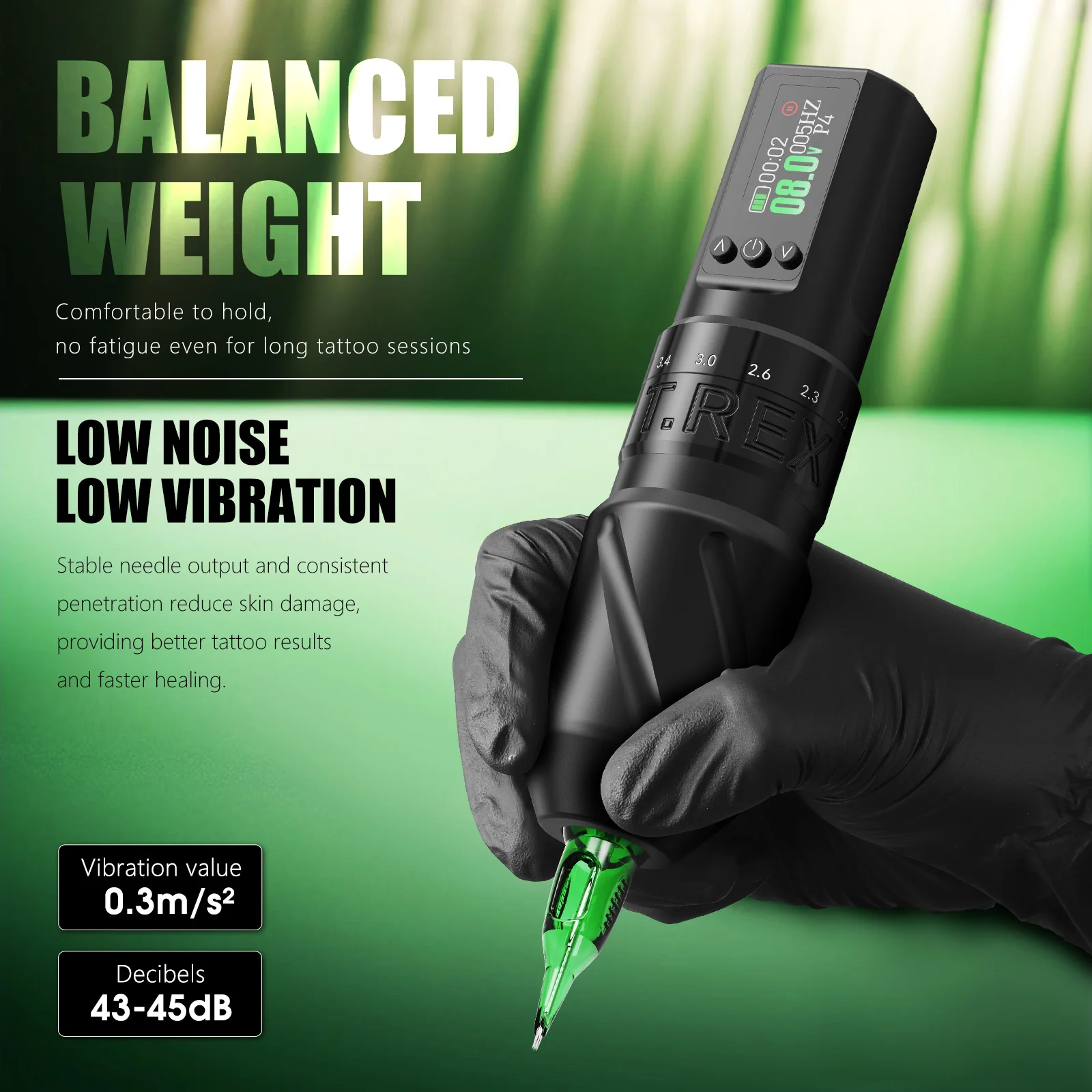 T-Rex Wireless Tattoo Machine Stroke Adjustable in 7 Lengths