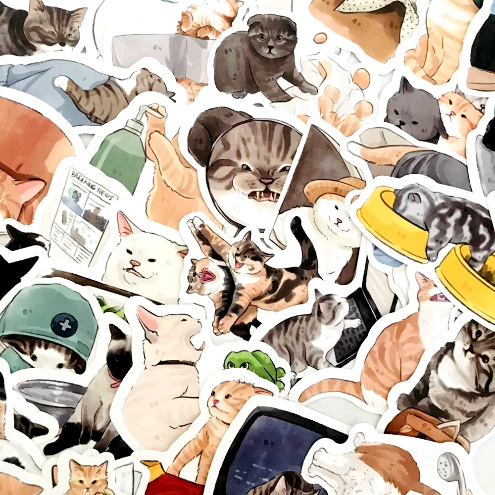 

10/30/50/100pcs Cute Cats Animal Graffiti Stickers Aesthetic Cartoon Decals Kids Toy DIY Diary Scrapbook Phone Laptop Sticker