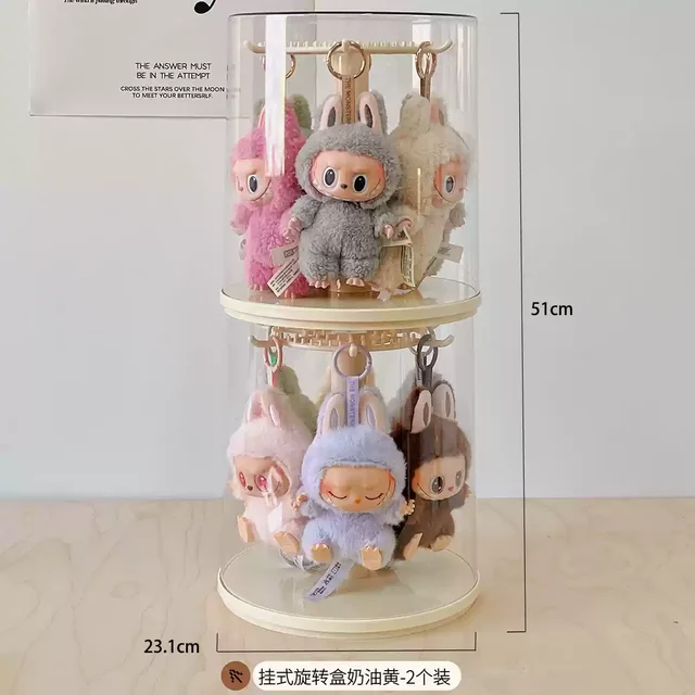 In Stock New Labubu Pendant Display Box Rotating Transparent