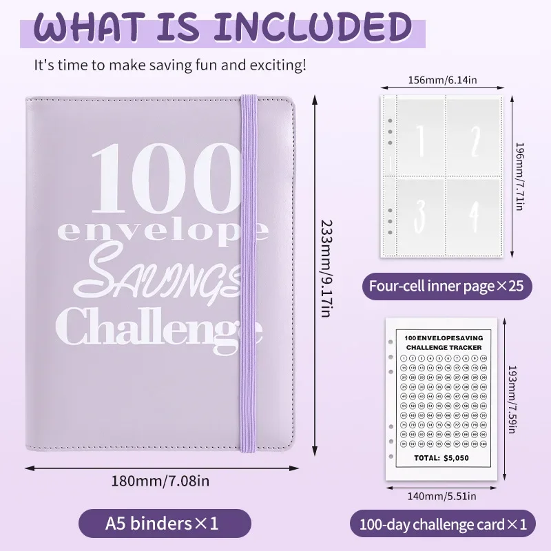 Money Saving Challenge Budget Binder Budget Planner Maneira Fácil e Divertida de Economizar Envelopes Estacionários 100 Envelopes - Imagem 6