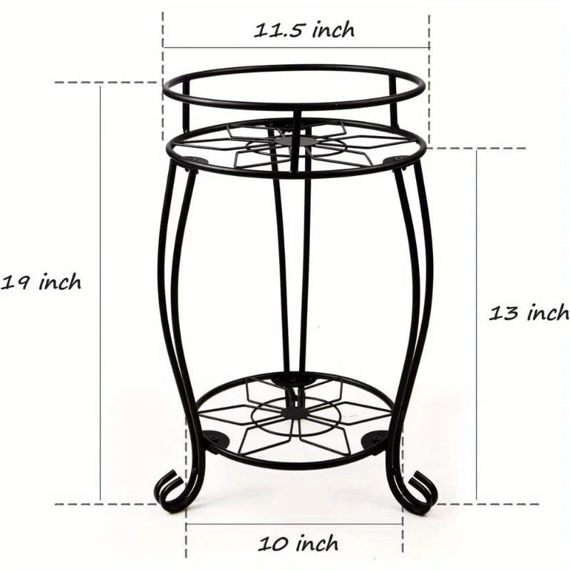 19 inch Plant Stand 2 Tier Metal Potted Holder Rack Flower Pot Shelf Rustproof