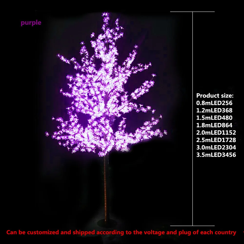 웨딩 크리스마스 LED 벚꽃 나무 조명, 집 야외 정원 조경 장식 램프, 다양한 색상, 1.5m, 1.8m, 2m 사용 가능