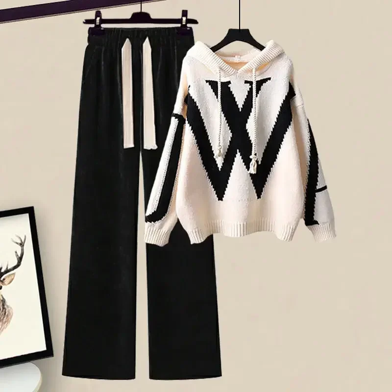 

Winter Women's Golf Wear 2023 New Two Piece Golf Knit Wool Cover Sweater Women's Golf Clothing Wrapped Waist Wide Leg Pants
