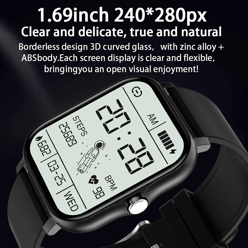 Smart Watch Bluetooth Answer Call 1.69" Full Touch Dial Call Fitness Tracker IP67 Waterproof Men Women