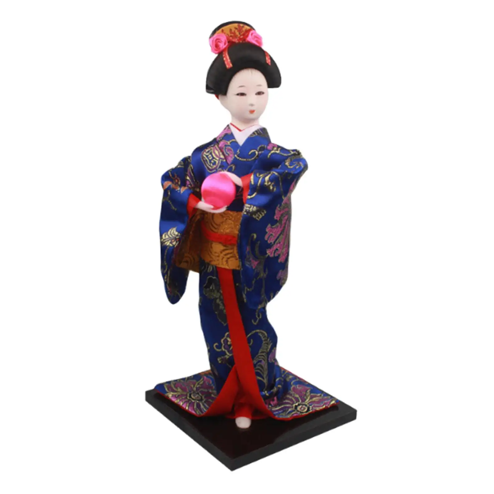 Ethnic Japanese Geisha Girl Statue Miniature Figurine Free Standing Kimono Doll Asian Geisha Doll for Home Office Decoration
