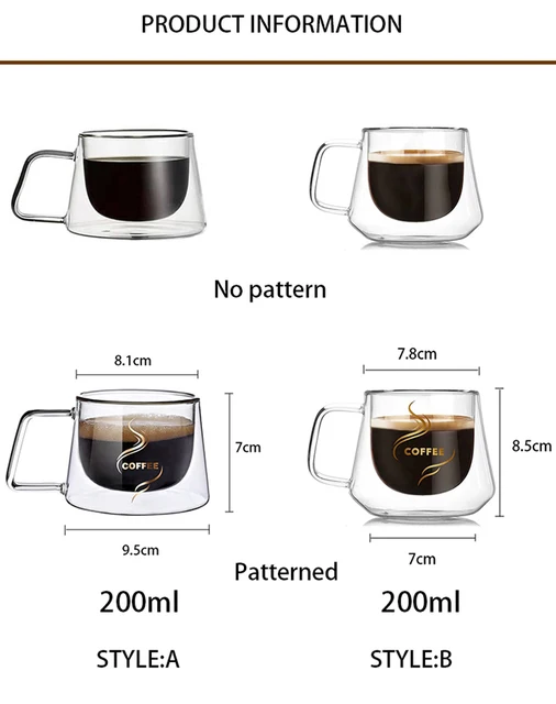 250ml Double Wall Glass Espresso Cups With Dish And Spoon Heat Resistant  Handle Coffee Mug Fresh Ground Coffee Cup Set - AliExpress