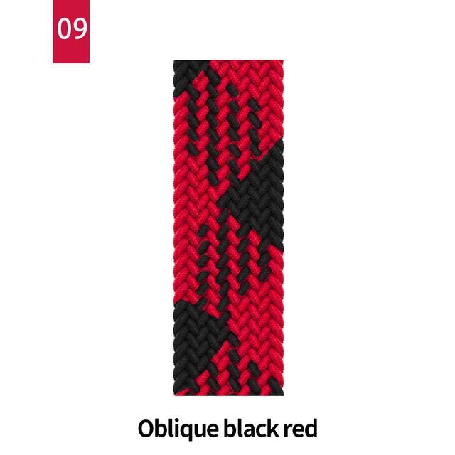 Braided Solo Loop For Apple Watch Band Se 76543 40mm 44mm Elastic Bracelet Strap on Smart Series 38mm 42mm 41mm 45mm Accessories 9 Black red