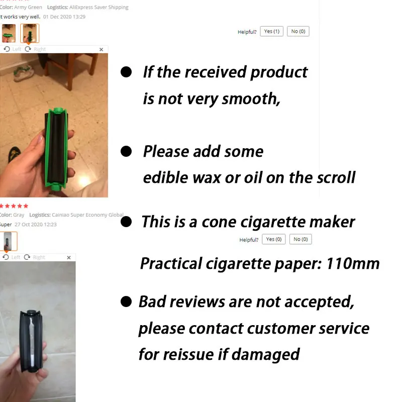 Liadora De Cigarrillos Manual En Forma De Cono De Plástico De 110mm,  Rodillo Inyector Portátil, 1 Ud., Moda de Mujer