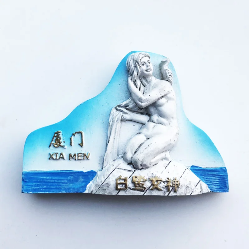 

Xiamen-White Egret Statue Fridge Magnet, Resin, Message Sticker, Tourist Souvenir, Refrigerator Sticker, Decoration, China, New