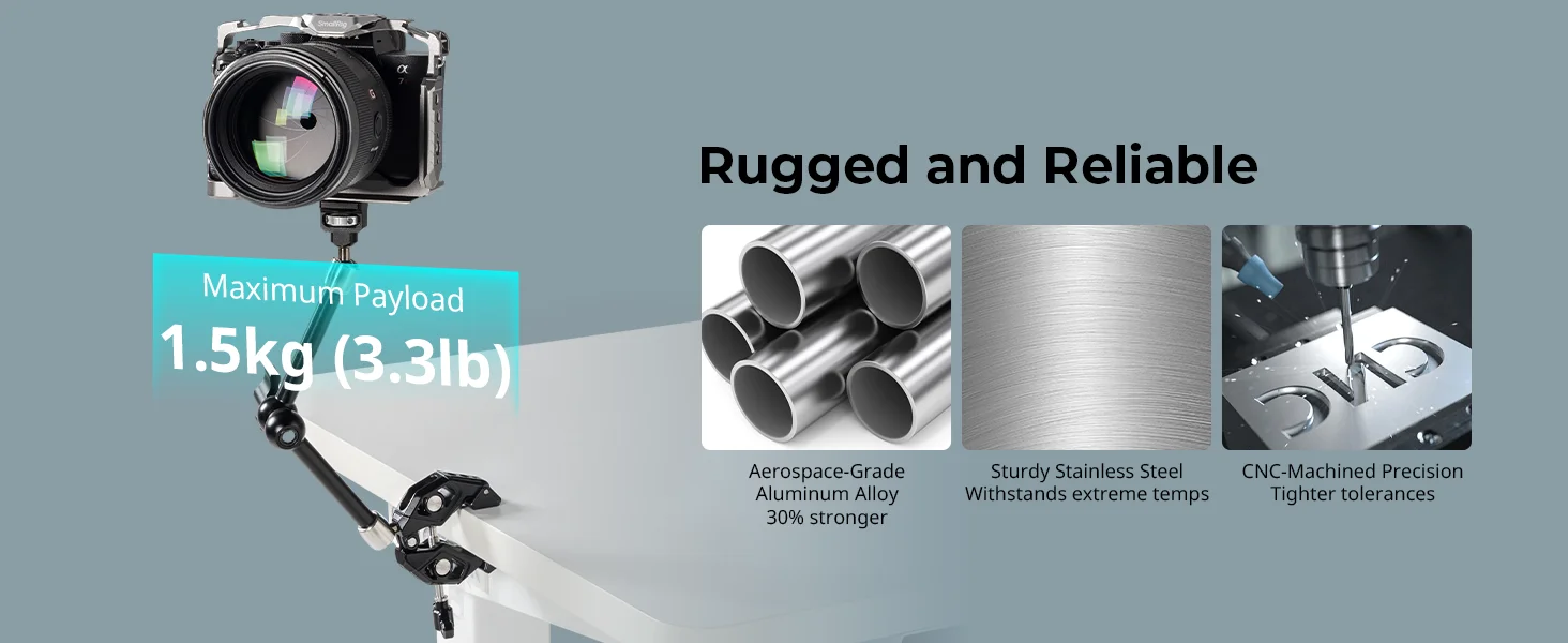 SmallRig Magic Arm mit krabbenförmiger Klemme, mit 1/4"-20 Schraube, Kugelkopf für 360 ° Anpassungen, für Actionkameras, Monitore -5312 – Detail 4