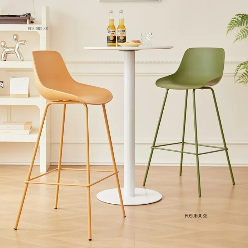 Nordic Bar Stools Kitchen High Dining Chairs Counter Designer Plastic Household Backrest Bar Chair Creative Hotel Stool