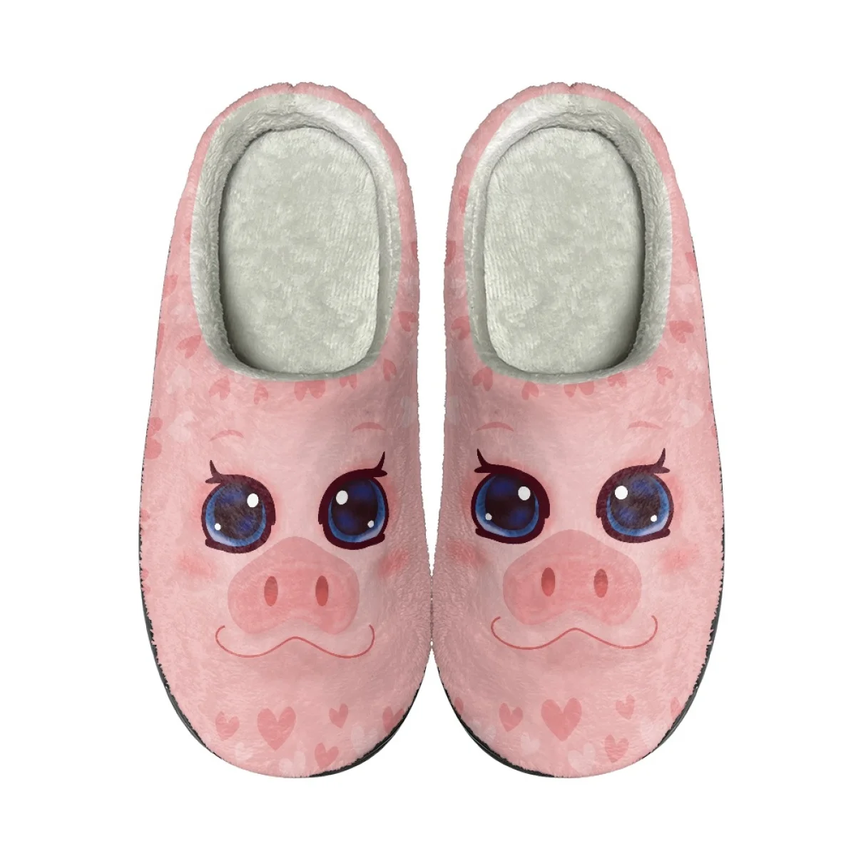 Kawaii Pink Piggy Pattern Woman Men Autumn Winter Cotton Slipper Wear-Resistant Fashion Non-Slip Indoor Keep Warm Plush Slippers