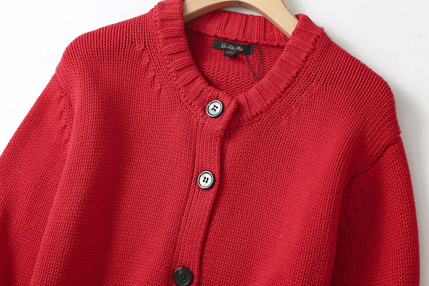 Ethereal MD 2024  new style of Women's casual red buttoned short crew-neck knitted cardigan jacket 3