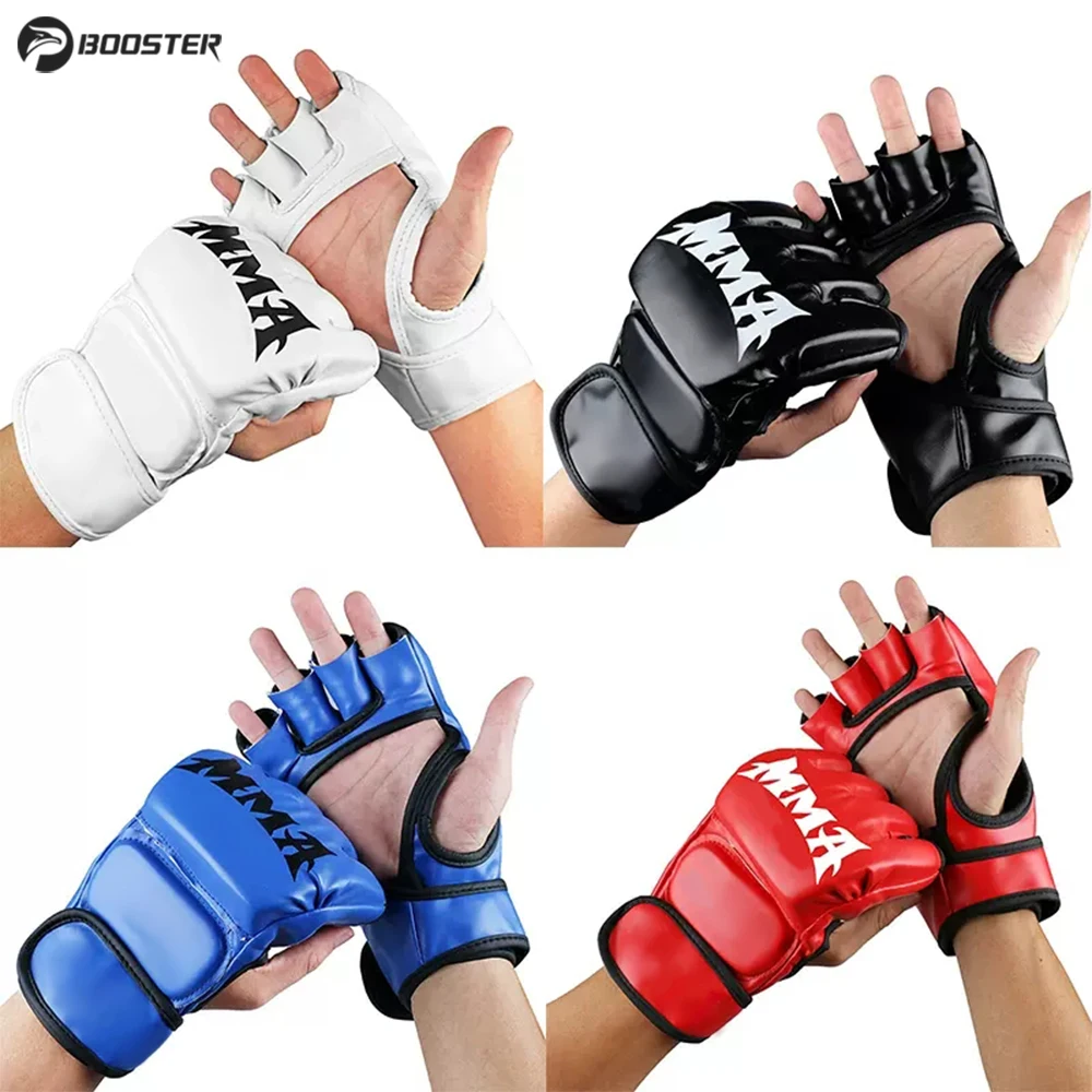 Boxing Gloves Muay Thai Fighting Gloves Professional Boxing Gloves PU Leather Half Fingers Mittens Fighting Training Gloves
