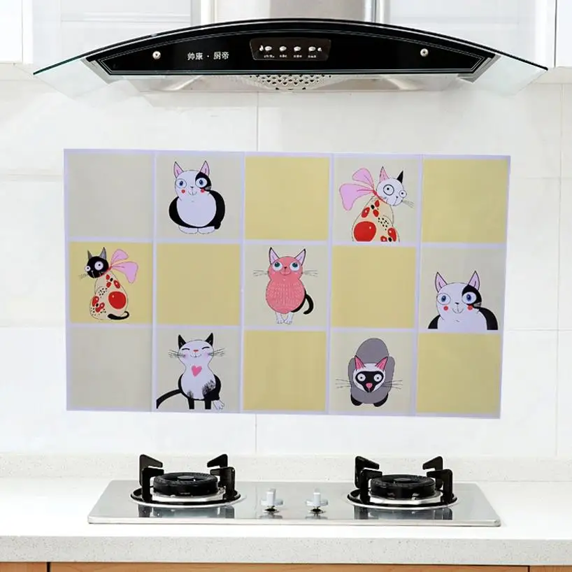 1 Pcs Kitchen Film Wall Stickers Waterproof And Oil Resistant High Temperature Ceramic Tile Stickers
