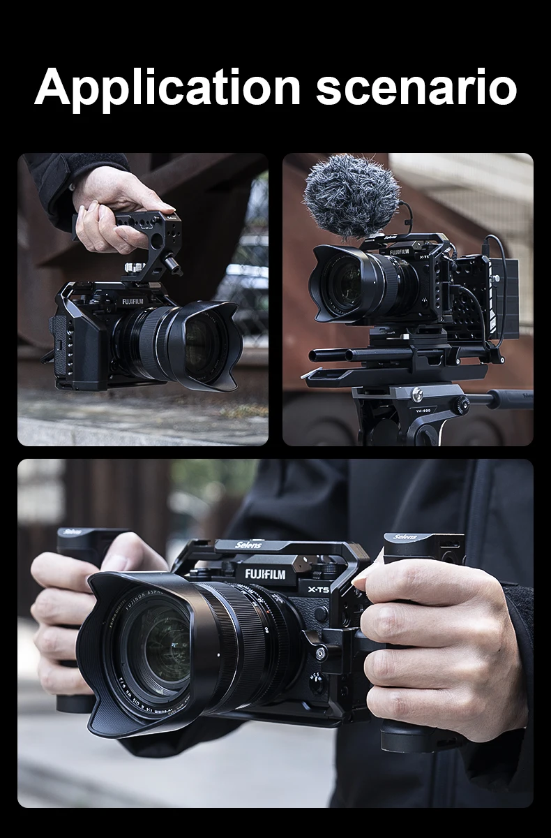 Camera Full Cage for Fujifilm X-T5 with Expansion 1/4 & 3/8 Screw Holes Aluminum