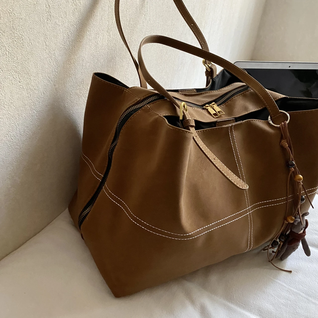 Damen Lederhandtasche Mode Herbst Winter Big Boston Tote Weiche Matte Wildleder Tasche Dame Designer Umhängetasche Reise Sac A Main – Detail 13
