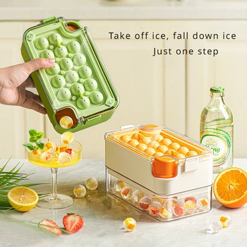 Zackoo 16 Grid Ice Cube Tray Remove with One Click Ice Mould with Lid Shovel Storage Box Household DIY Whiskey Cocktail Tools