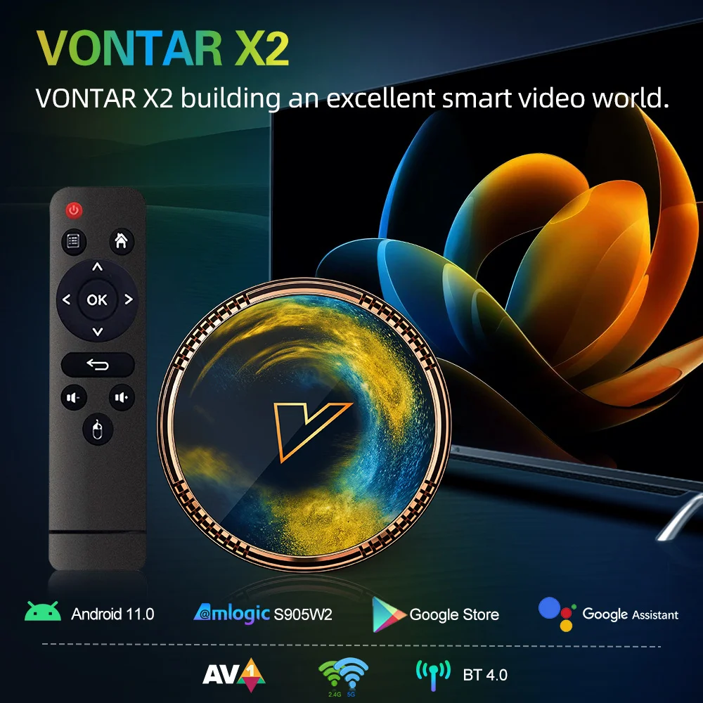VONTAR X2 4GB 32GB 64GB Smart TV Box Android 11 Amlogic S905W2 2GB 16GB Support 4K 60fps AV1 2.4&5G Wifi BT4.0 Media Player