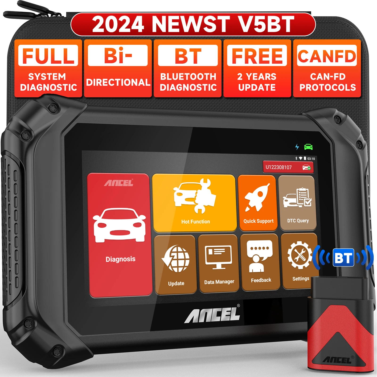 ANCEL V5 BT OBD2 Scanner Bi-directional Control Fu...