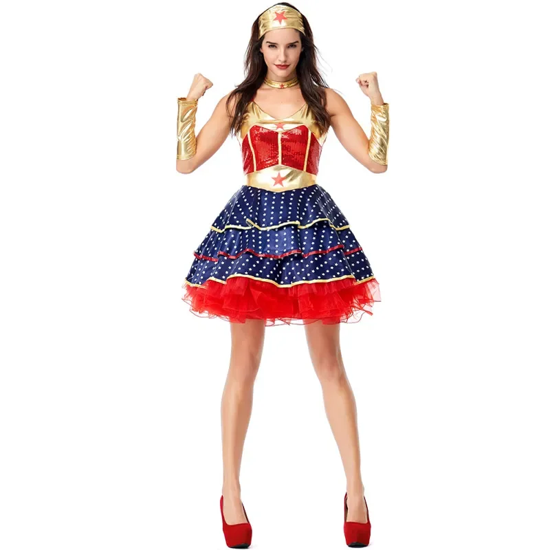 Wonder Woman Costumi Cosplay Adult Justice League Super Hero Costume Natale Halloween Sexy Women Fancy Dress