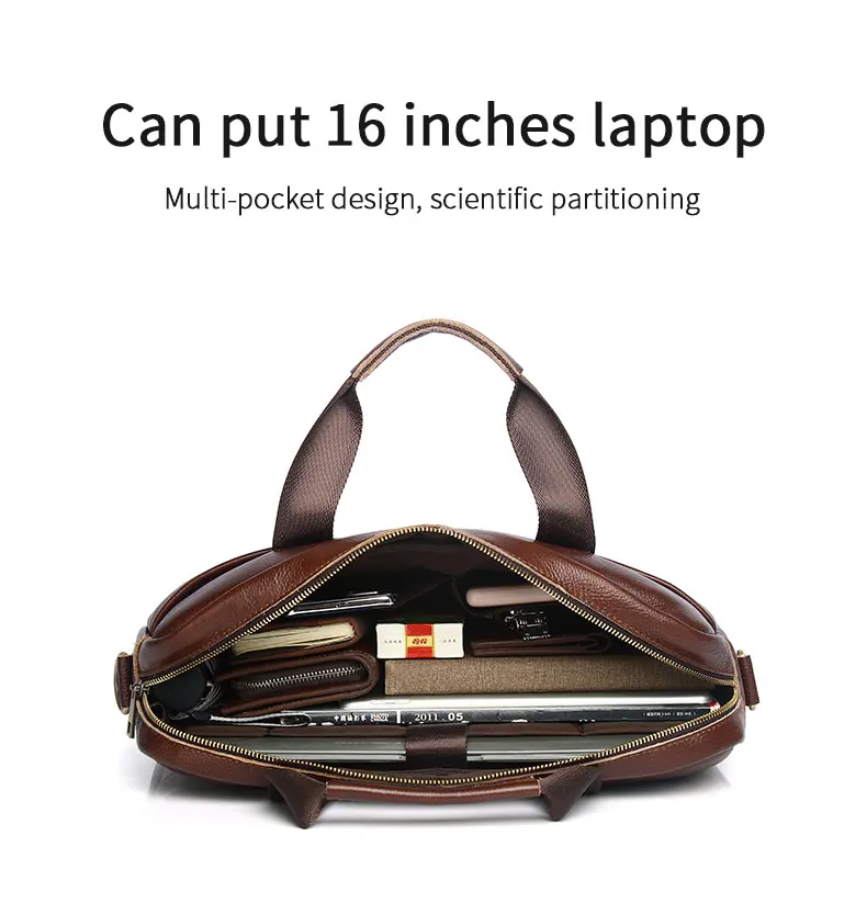Schlatum Echt leder Aktentaschen hart für Männer 15,6 Zoll Büro Business Computer Tasche Vintage Handtaschen Laptop Aktentasche Taschen – Detail 13