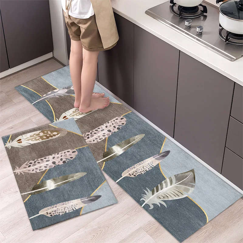 Alfombra de cocina antideslizante moderna para el hogar, alfombra suave de dibujos animados simple a la moda, alfombra de baño de tira larga, felpudo de entrada lavable y duradero