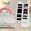 Kids Jewelry Armoire Cabinet, 2-Angle Tilting Wooden Standing Jewelry Organizer with Full-length Mirror and Storage Drawers 5