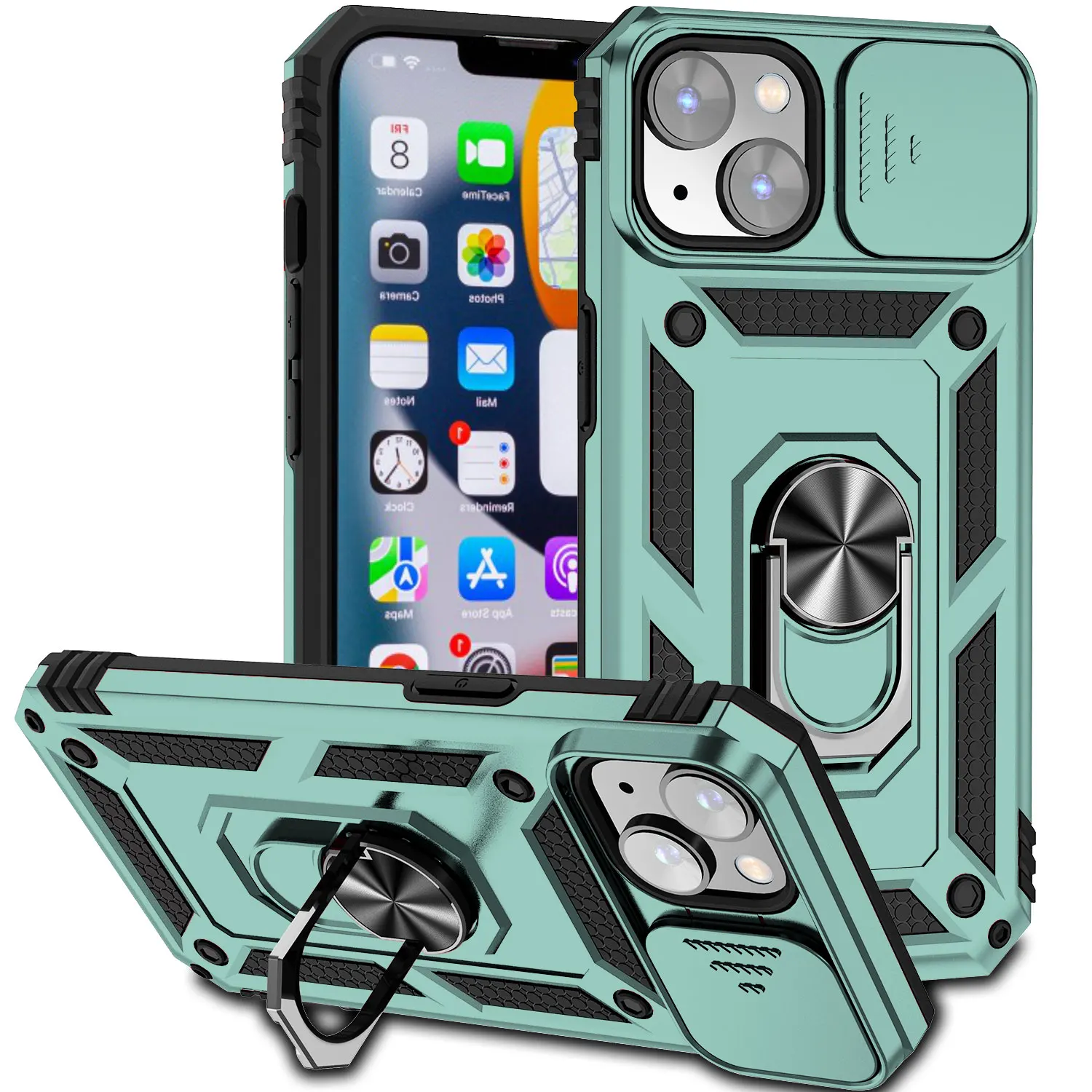 Armor Shockproof Magnetic Ring Stand Holder Case - Enhanced Protection Back Cover