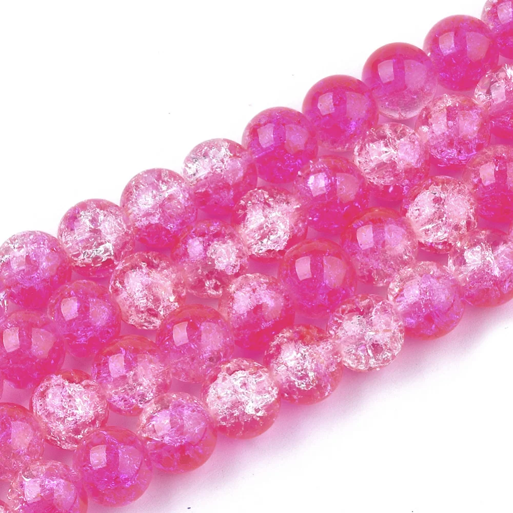 

20Strand Spray Painted Crackle Glass Beads Strands Round Two Tone Deep Pink 4mm Hole: 1.1~1.3mm about 200pcs/strand 31.4 inch