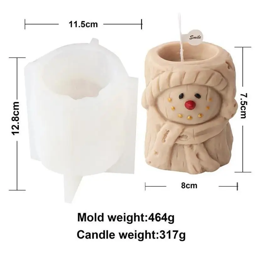 1 Pcs Creative 3D Tree Stump Christmas Tree Candle Silicone Mold Elk Snowman Tree Stump Silicone Mold Christmas Decoration Mold