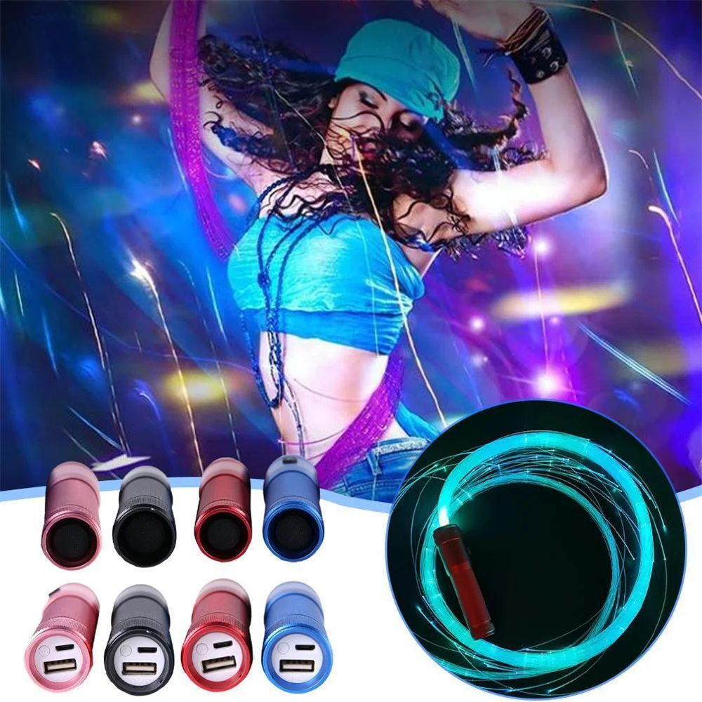 

2023 LED Fiber Optic Whip USB Rechargeable Optical Hand Rope Pixel Light-up Whip Flow Toy Dance Party Lighting Show For Party