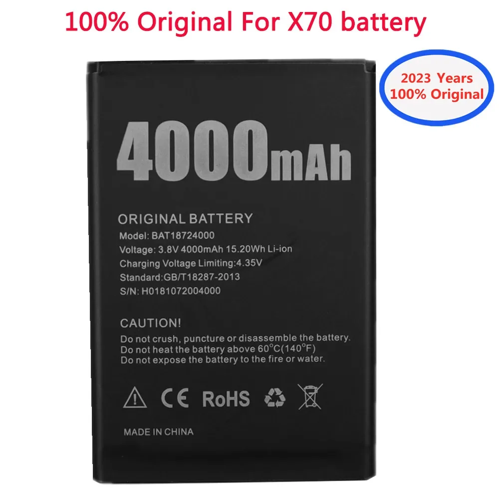 

2023 год, новый оригинальный 4000mAh BAT18724000 Аккумулятор Для Doogee X70 мобильный телефон, сменный аккумулятор, аккумулятор