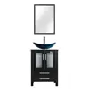 Modern 24" Black Bathroom Vanity Sink Combo with Blue Boat Glass Vessel Sink & Water Save Faucet & Storage Space & Easy Assembly 2
