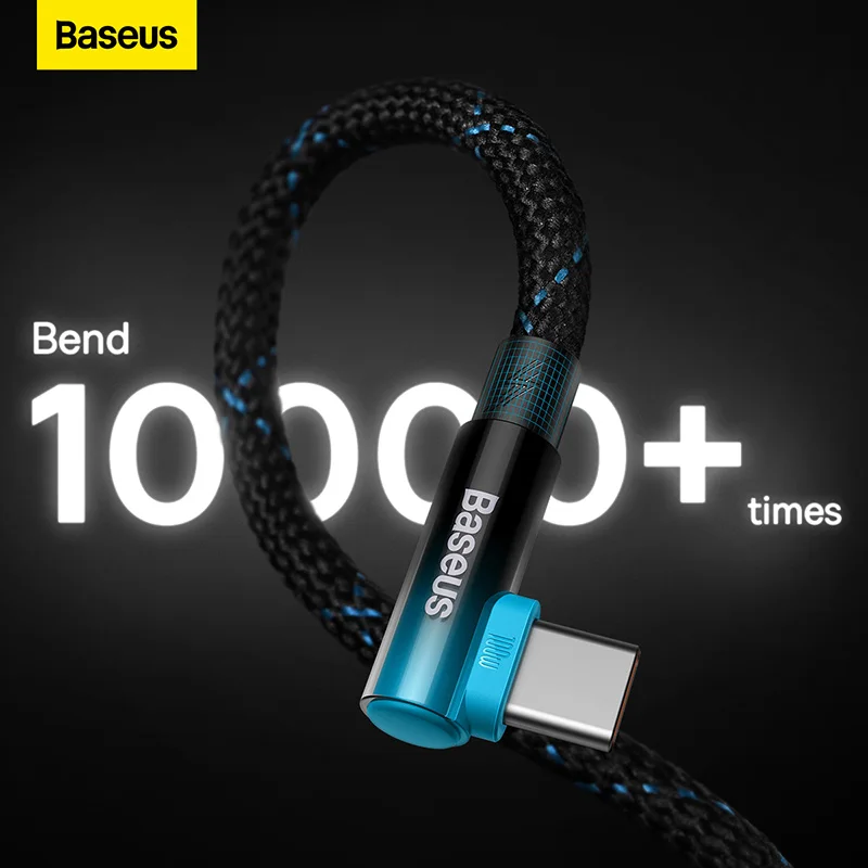 Baseus 100W USB C to TYPE C Elbow Charging Cable for Macbook Huawei Xiaomi Dell HP Laptops Tablets Fast Charger Gaming USB Cable