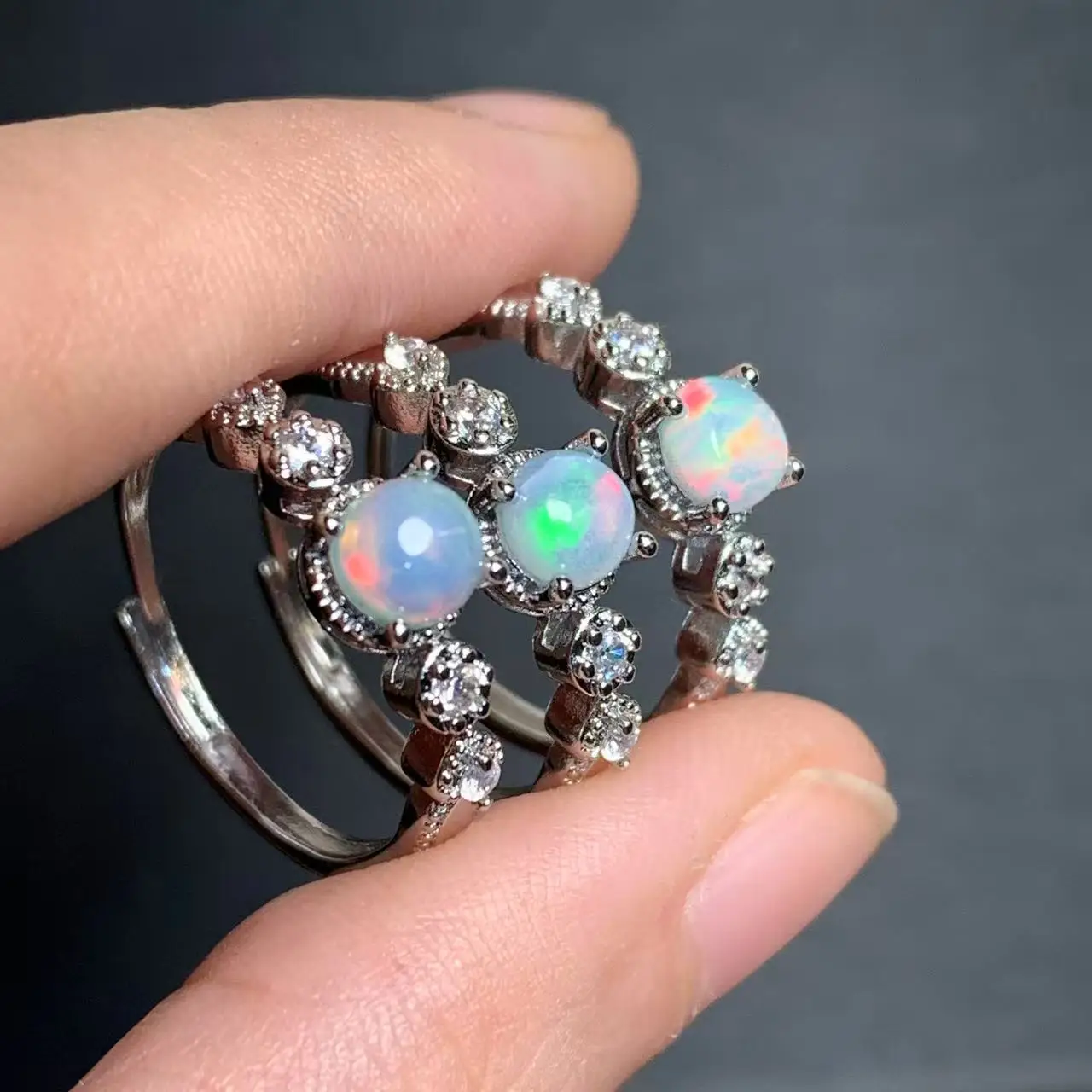 Authentic Natural Opal Ring Adjustable Female Ring Jewelry for Women Gift Wholesale High Quality Vintage Fine