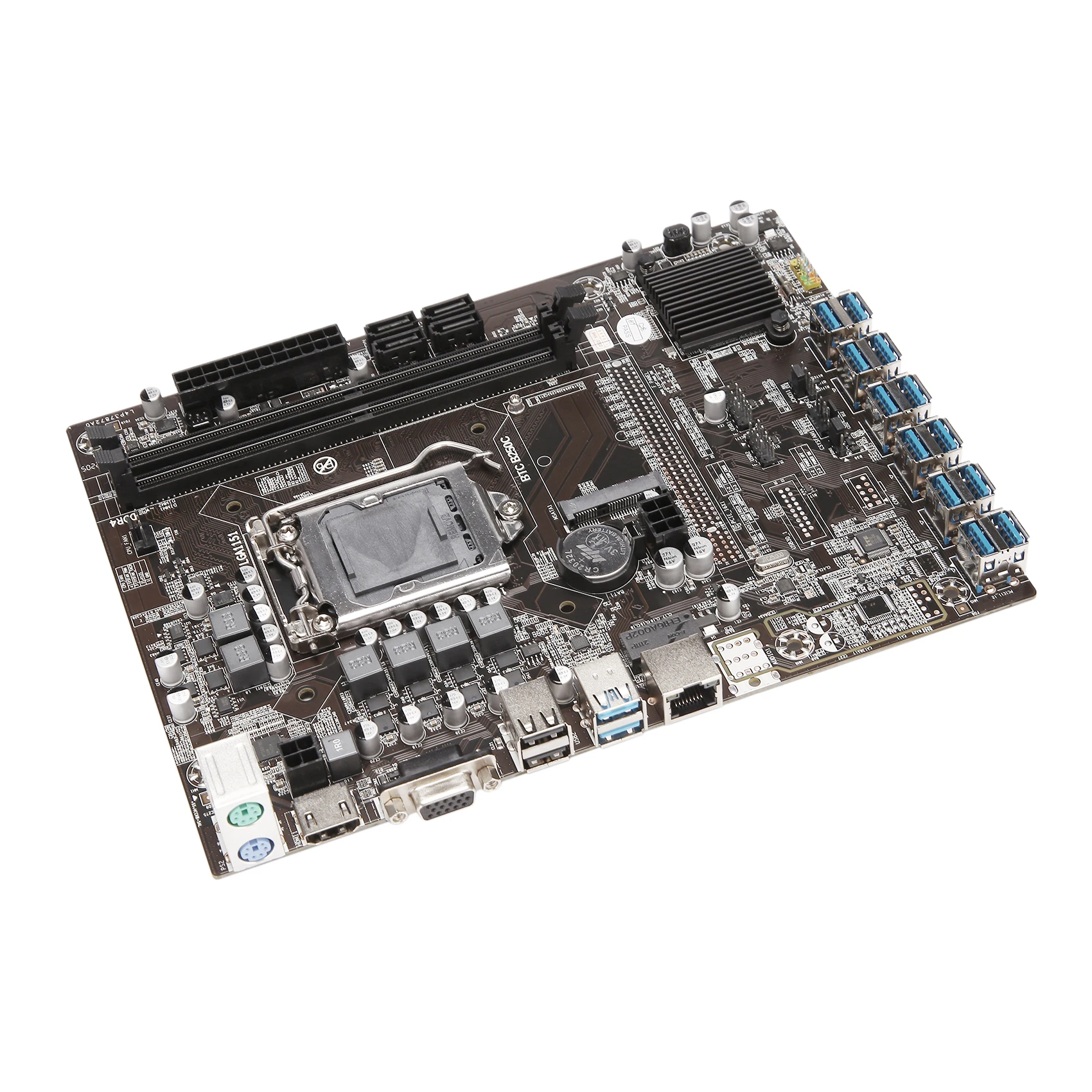 HOT-B250C BTC Mining Motherboard+SATA Cable 12XPCIE to USB3.0 Graphics Card Slot LGA1151 DDR4 MSATA ETH Miner Motherboard best desktop motherboard