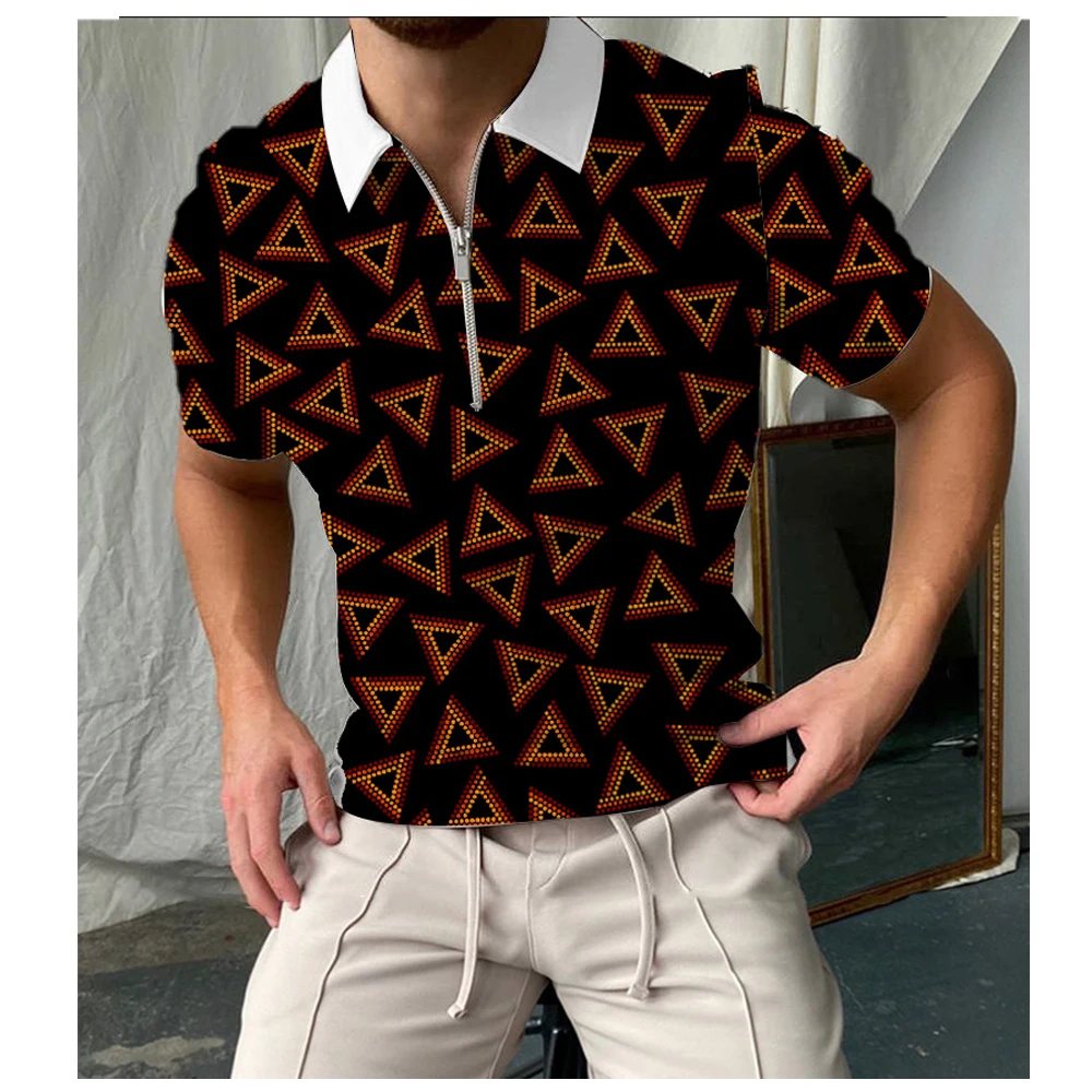 

New Polo Shirt Men Summer Short Sleeve Letter K Poker Print Polo Shirt T-Shirt Tops Unisex Lapel Zipper Fashion Polo Shirt Men'S