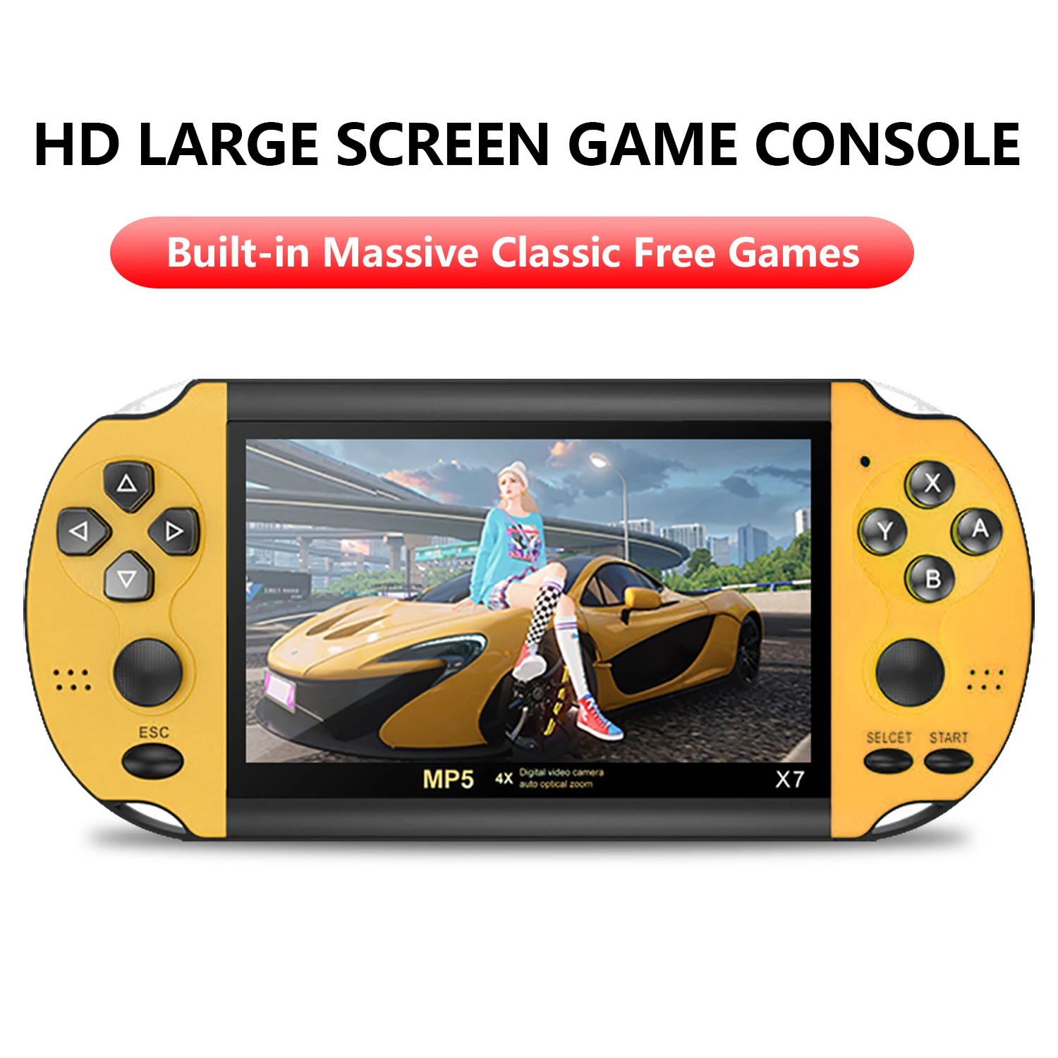 X7 4.3 Inch Video Game Console Dual Joystick Handheld Retro Game Console Built-in 10000 Free Games HD Video Player TV Output 